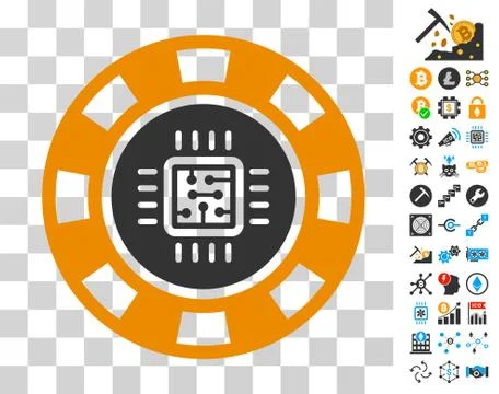 Processor Casino Chip Icon with Bonus 스톡 일러스트