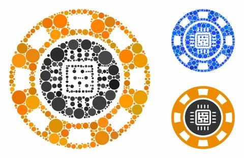 Processor casino chip Mosaic Icon of Circles Illustrazione stock
