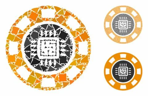 Processor casino chip Mosaic Icon of Irregular Elements Stock Illustration