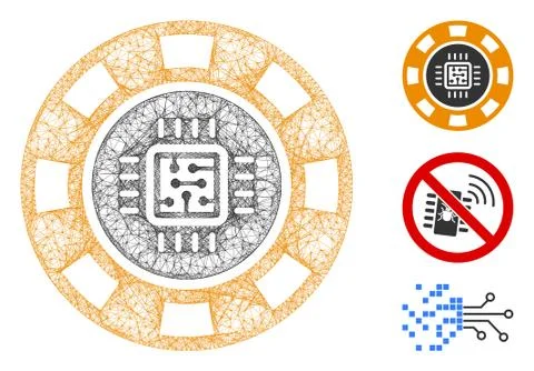 Processor Casino Chip Polygonal Web Vector Mesh Illustration Stockillustratie