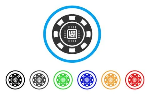 Processor Casino Chip Vector Icon 스톡 일러스트