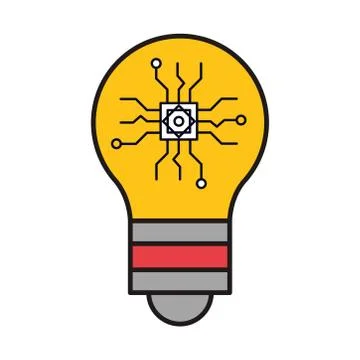 Processor chip bulb light idea isolated icon Stock Illustration