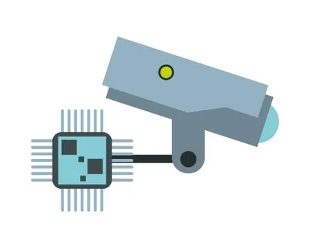 Processor chip with cctv camera devices technology Stock Illustration