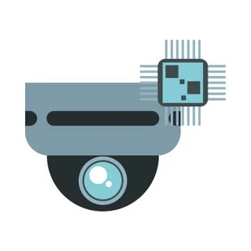 Processor chip with cctv camera devices technology Stock Illustration