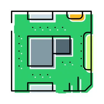 Processor chip on circuit board technology concept 스톡 일러스트