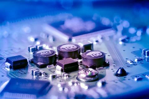 Processor chip on computer mainboard 写真素材