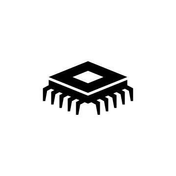 Processor Chip Flat Vector Icon 스톡 일러스트