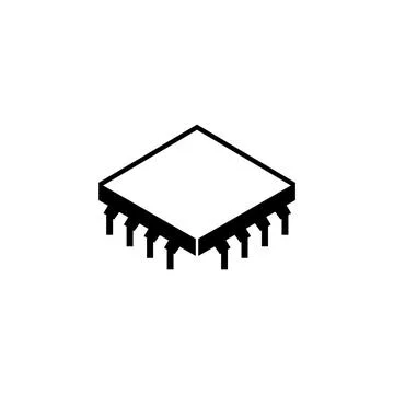 Processor Chip Flat Vector Icon 스톡 일러스트