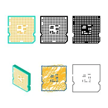 Processor chip gaming pc color simplified icon vector 스톡 일러스트