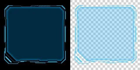 Processor Chip HUD Interface Frame Futuristic Blue with Empty Screen for Digital Illustrazione stock