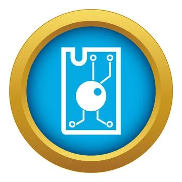 Processor chip icon blue isolated 스톡 일러스트