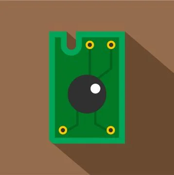 Processor chip icon, flat style Illustrazione stock