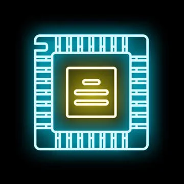 Processor chip icon glowing with neon light イラスト素材