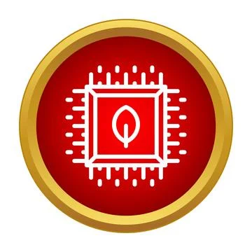 Processor chip icon representing green technology and eco energy Stock Illustration