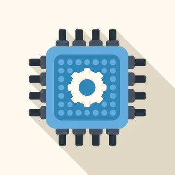 Processor chip icon with settings gear symbol 스톡 일러스트