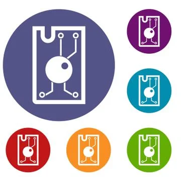 Processor chip icons set Illustrazione stock