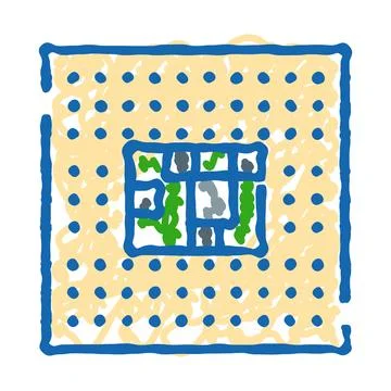 Processor chip integrated circuit technology doodle illustration Stock Illustration