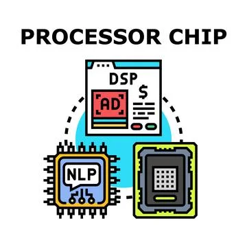 Processor chip integrating artificial intelligence and digital advertising Stock Illustration