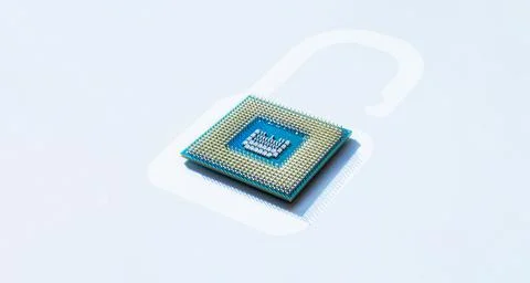 Processor chip. Network digital security technology with computer processor c 库存照片