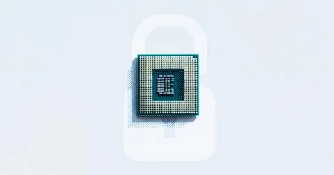Processor chip. Network digital security technology with computer processor c Stock Photos