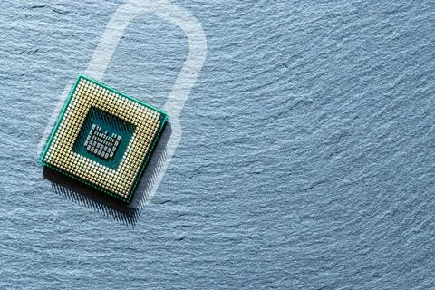 Processor chip. Network digital security technology with computer processor c 写真素材