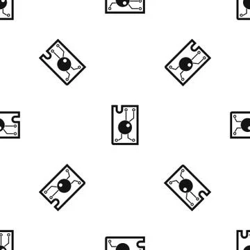 Processor chip pattern seamless black Illustrazione stock