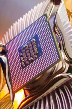 Processor chip on processor fan 写真素材