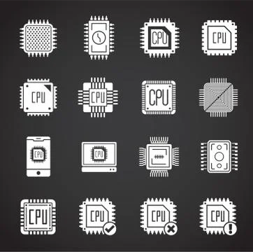 Processor chip related icons set on background for graphic and web design Stock Illustration