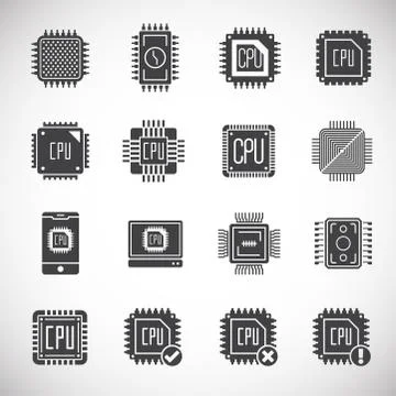 Processor chip related icons set on background for graphic and web design Stock Illustration