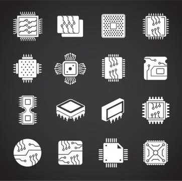 Processor chip related icons set on background for graphic and web design Stock Illustration