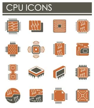 Processor chip related icons set on background for graphic and web design Stock Illustration