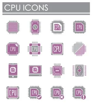 Processor chip related icons set on background for graphic and web design Stock Illustration