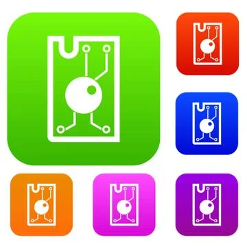 Processor chip set color collection 스톡 일러스트