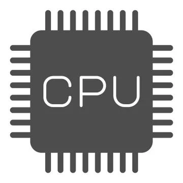 Processor chip solid icon. Computer hardware, central processing unit symbol イラスト素材