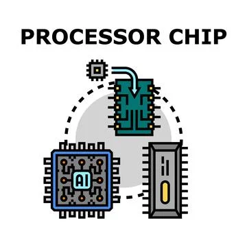 Processor chip vector concept for electronic technology Stockillustratie