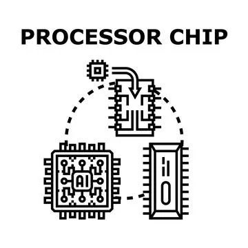 Processor chip vector concept for electronic technology 스톡 일러스트
