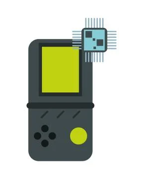 Processor chip with video game devices technology Stockillustratie