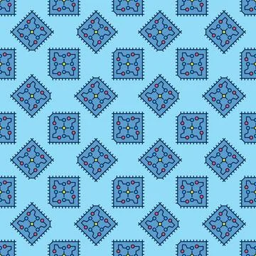 Processor Circuit Board vector blue seamless pattern Stock Illustration