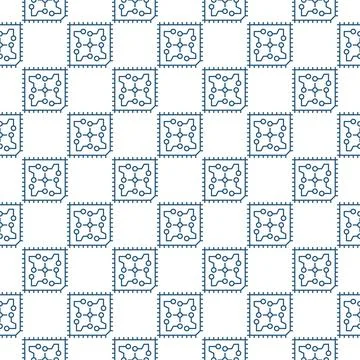 Processor with Circuit Board vector concept line seamless pattern Illustrazione stock