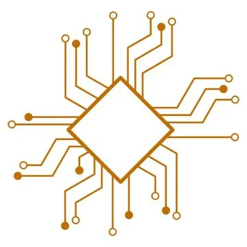 Processor Circuit Flat Icon Illustrazione stock