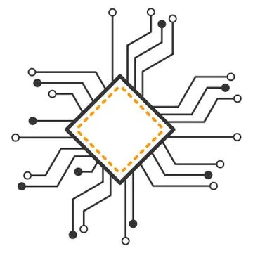 Processor Circuit Flat Icon 库存插图