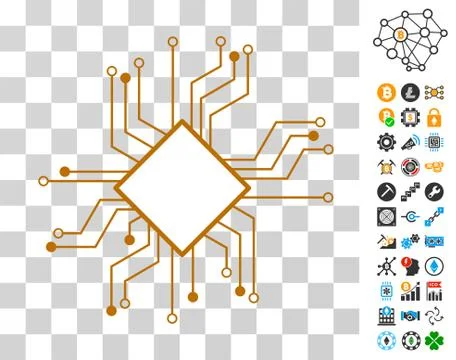 Processor Circuit Icon with Bonus Stock Illustration