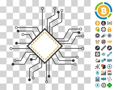 Processor Circuit Icon with Bonus イラスト素材