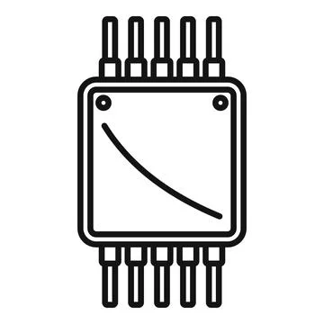 Processor circuit icon outline . Chip cpu Stockillustratie