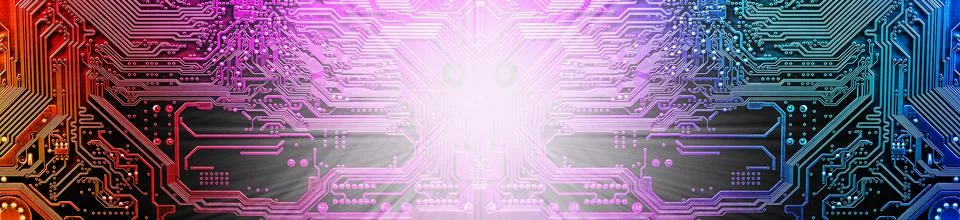 Processor on circuit motherboard background 写真素材