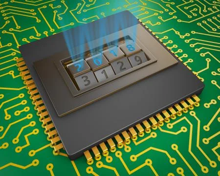 Processor with code lock 2018 Stock Illustration