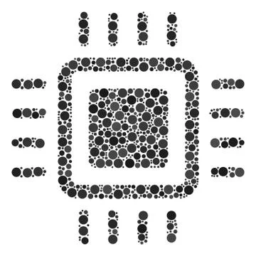 Processor Collage of Filled Circles Stock Illustration