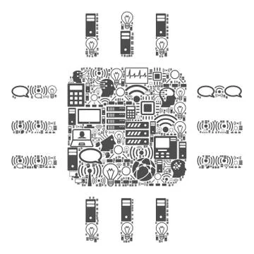 Processor Collage Icon for BigData and Computing Stock Illustration