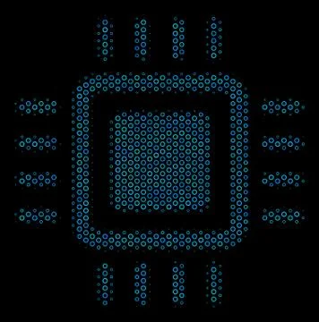 Processor Collage Icon of Halftone Circles Stock Illustration