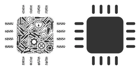 Processor Collage of Service Tools Stock Illustration